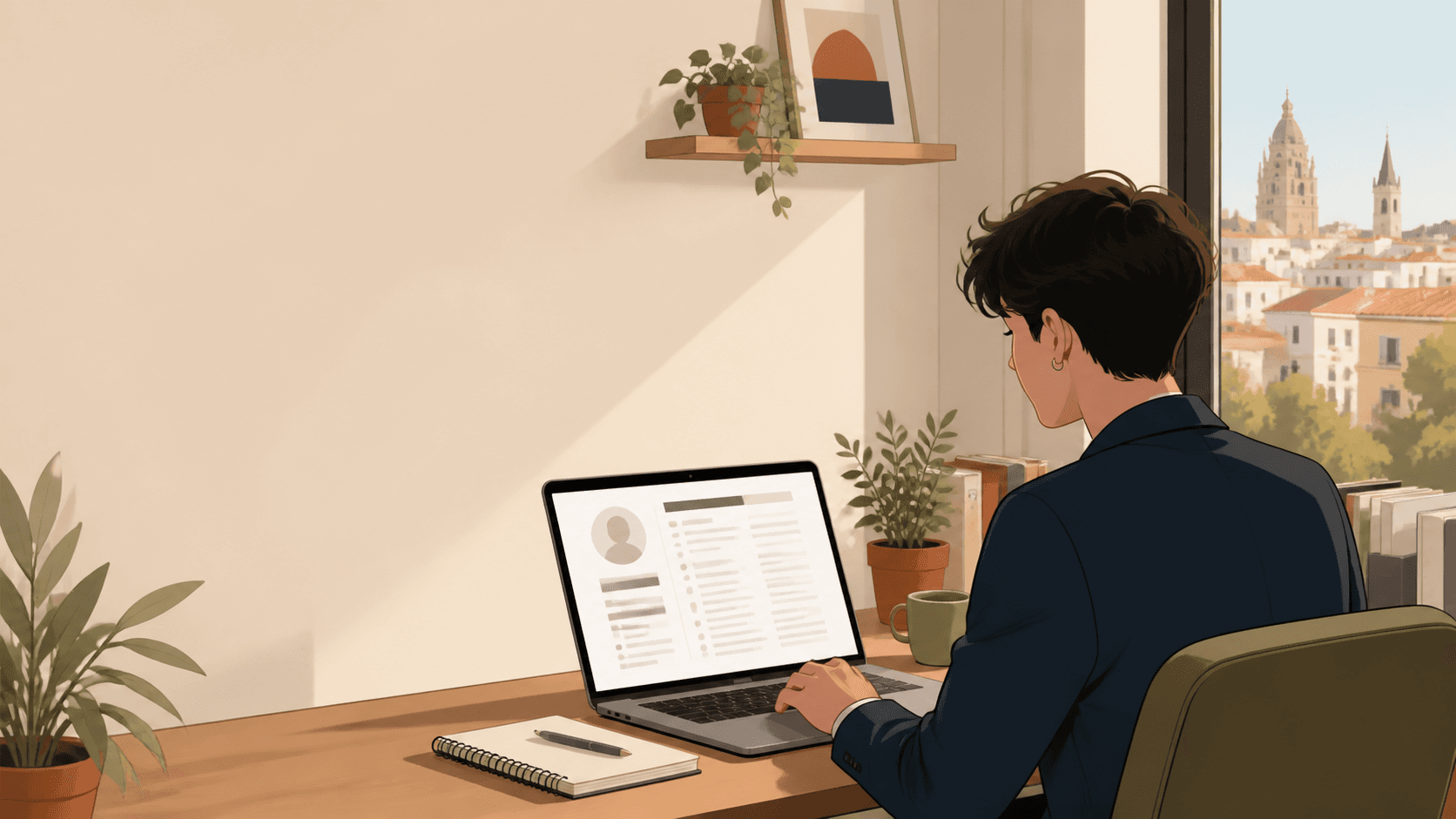 fictional professional reviewing a CV in Spain