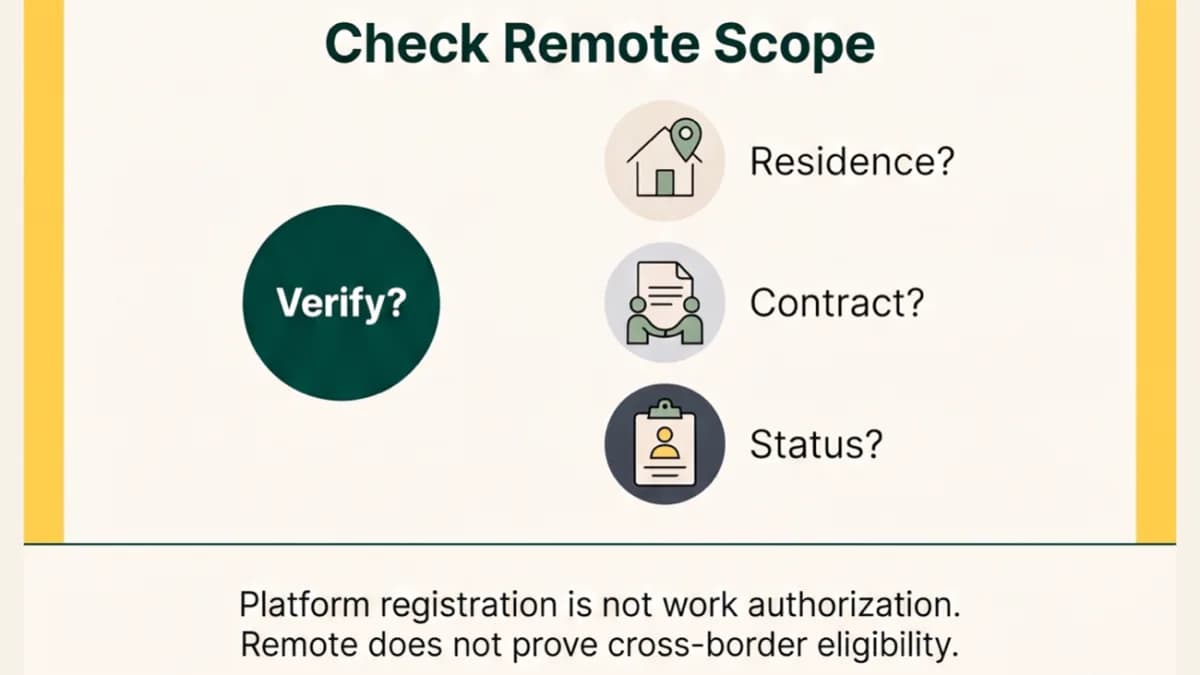 Remote-scope check for Colombia jobs: verify residence country, contracting entity and work status