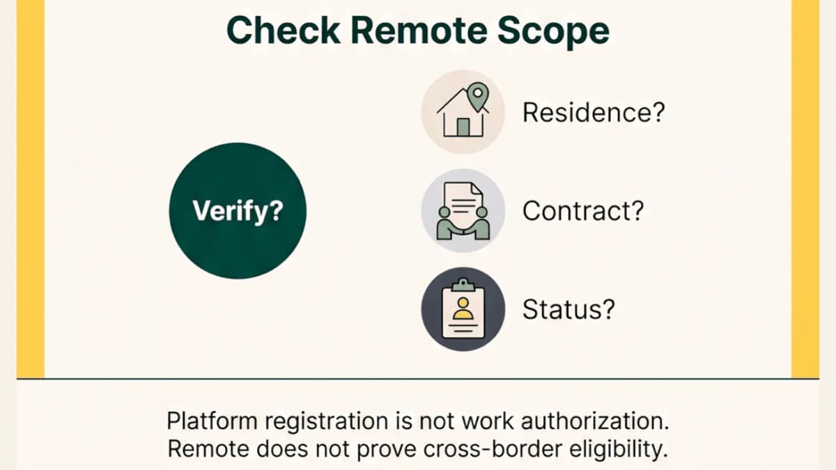 การตรวจขอบเขต remote สำหรับงานในโคลอมเบีย: ยืนยันประเทศที่พำนัก นิติบุคคลที่ทำสัญญา และสถานะการทำงาน