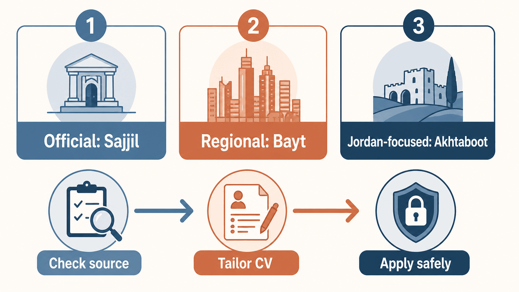 Source-based editorial infographic showing the three channel types and a safe workflow