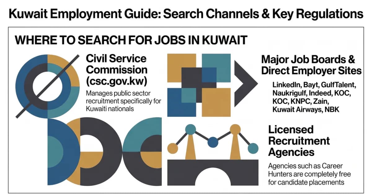 Where to search for jobs in Kuwait: Civil Service Commission, regional job boards, employer career sites and recruitment agencies