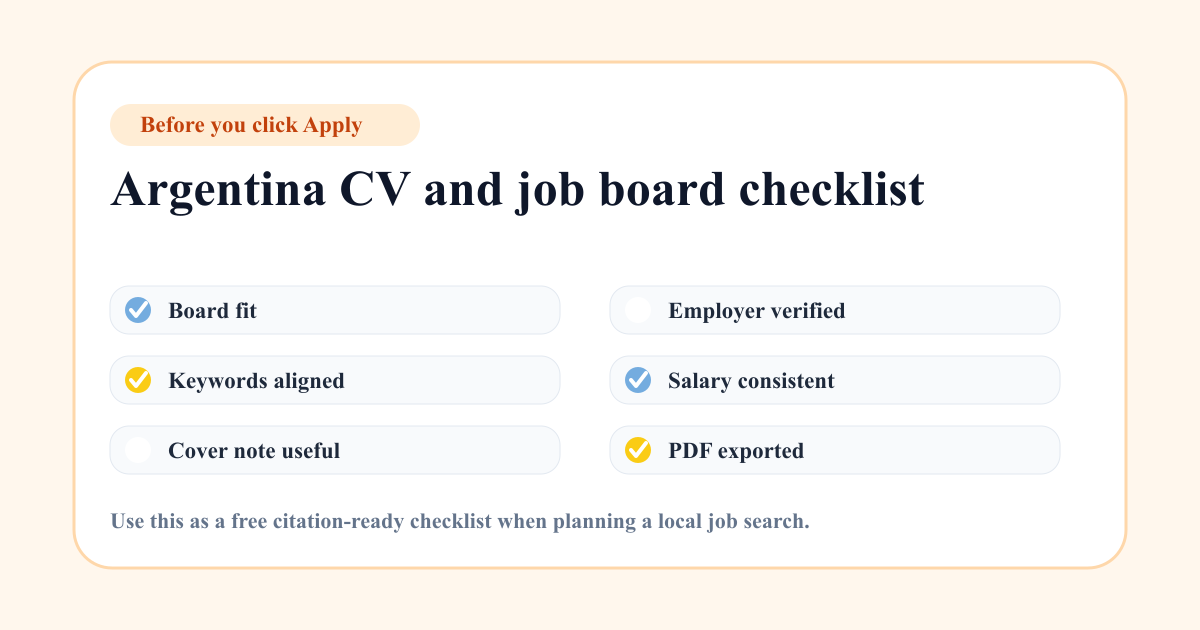 Argentina lista de revisión del CV antes de postular