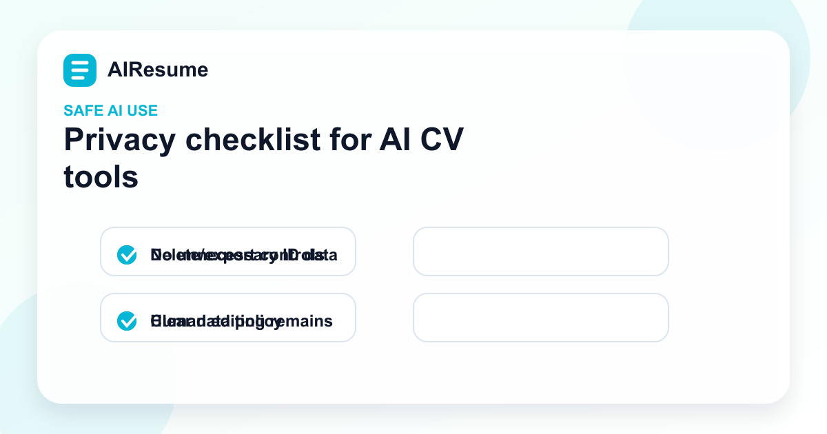 Privacy checklist for AI CV tools