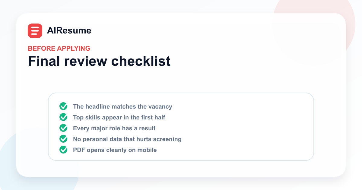 Final CV review checklist