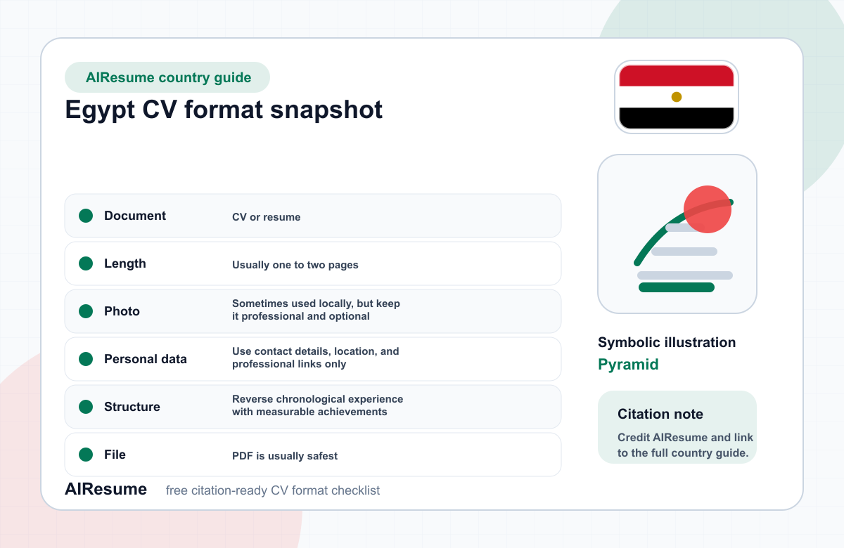Egypt CV Format Comparison infographic
