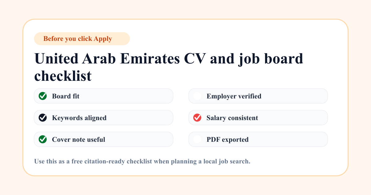 United Arab Emirates CV checklist before applying